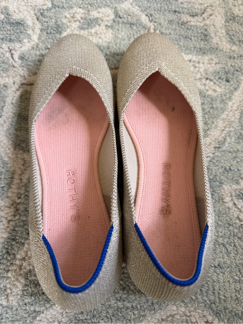 Rothy's Gold Beige Knit Ballet Flats with Pink Insole - Picture 2 of 4